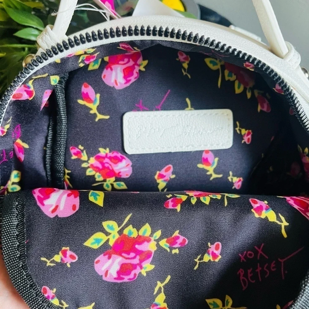Betsey Johnson Pug Dog Mini Backpack Cream Black 3D Ears NWT